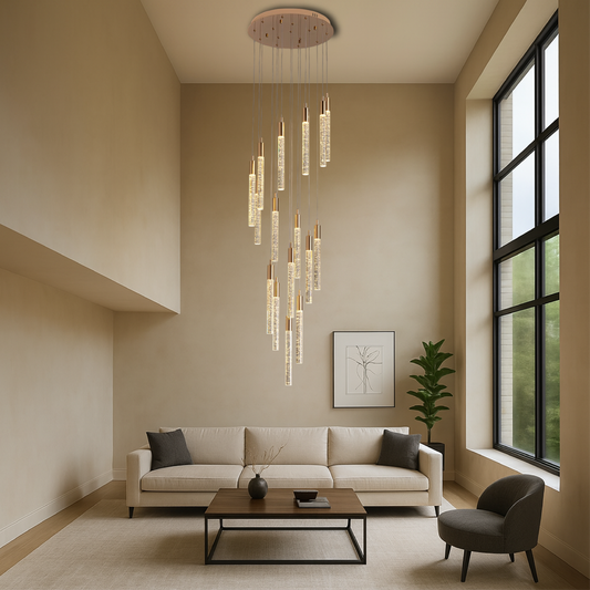 Lumina | Gold Acrylic Stair Chandelier for Refined Interior