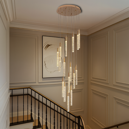 Lumina | Gold Acrylic Stair Chandelier for Refined Interior