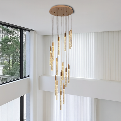 Lumina | Gold Acrylic Stair Chandelier for Refined Interior