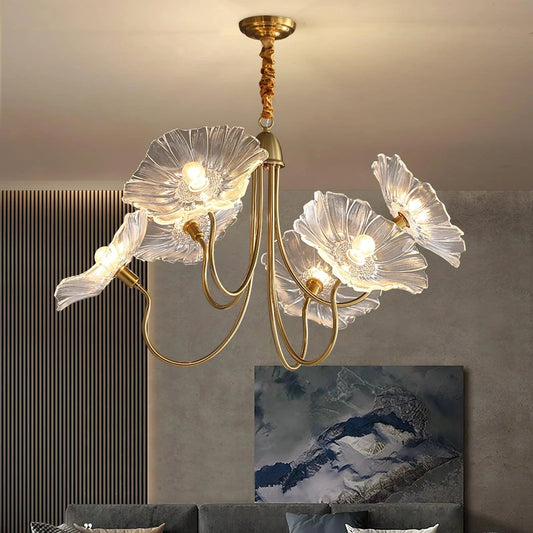 Lunaro | Elegant Lotus Leaf Chandelier for Home Interiors