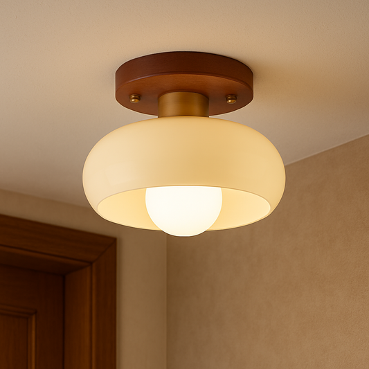 Lystra | Classic Wooden Cream Ceiling Lamp for Elegant Interiors