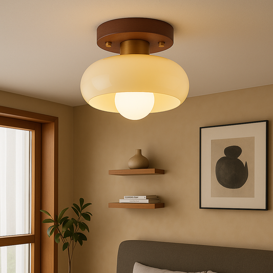 Lystra | Classic Wooden Cream Ceiling Lamp for Elegant Interiors