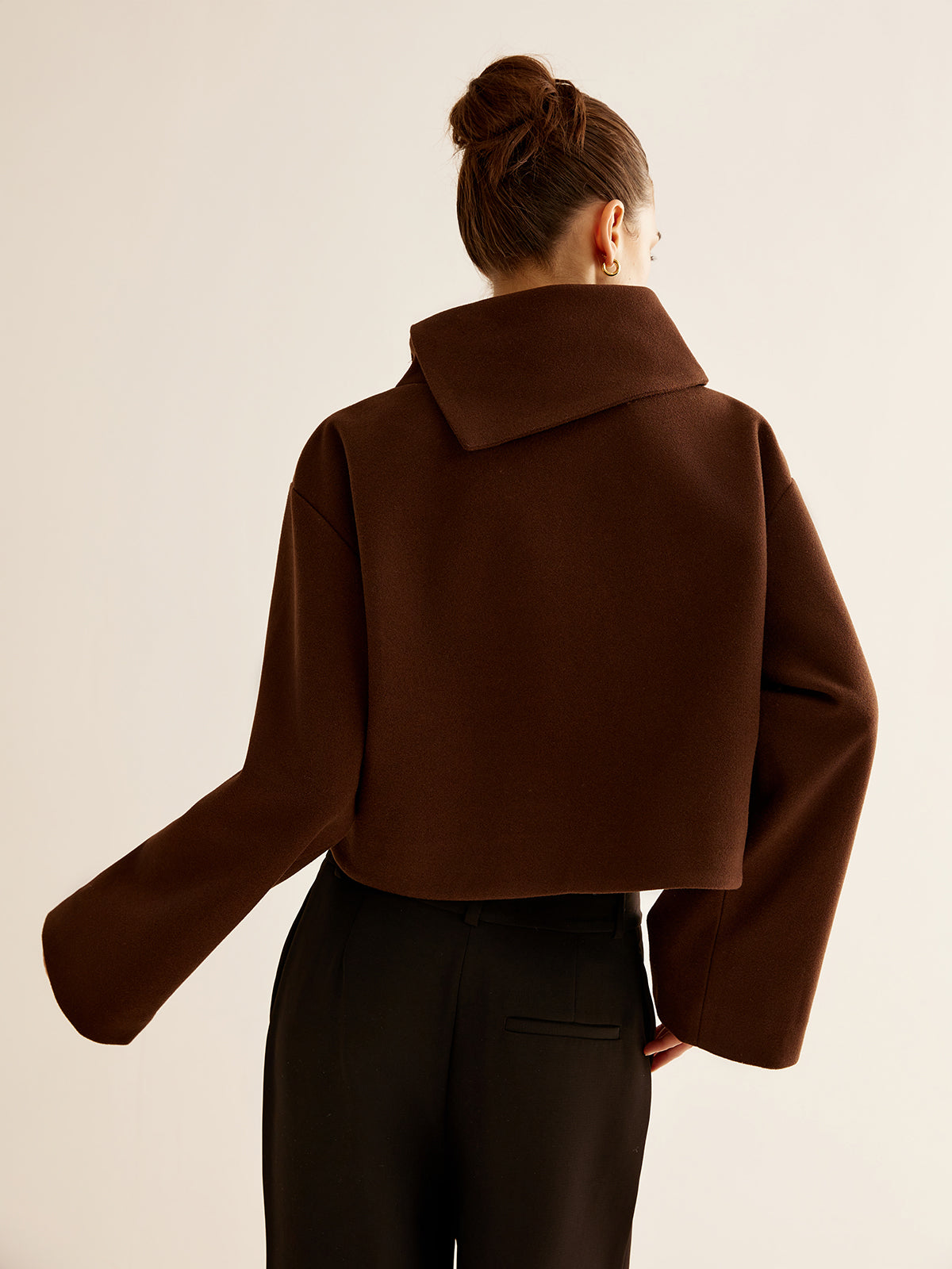 Mariam | Chic Plain Turtleneck Tweed Top