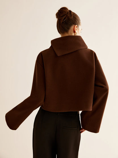 Mariam | Chic Plain Turtleneck Tweed Top
