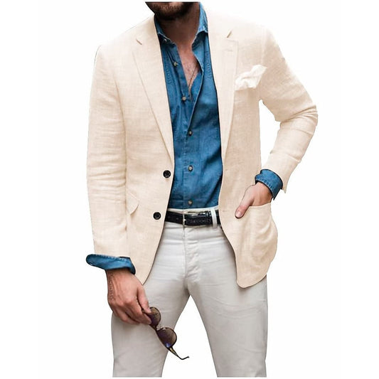 Men's Casual Linen Blazer Jacket - Lightweight, Breathable All-Season Wear for Versatile Style