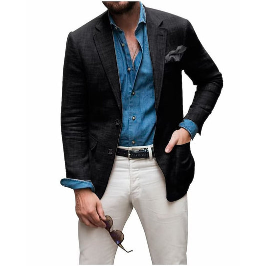 Men's Casual Linen Blazer Jacket - Lightweight, Breathable All-Season Wear for Versatile Style