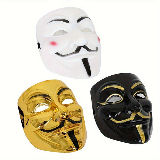 Men’s Plastic Anonymous Mask | Full Face Halloween Cosplay Accessory
