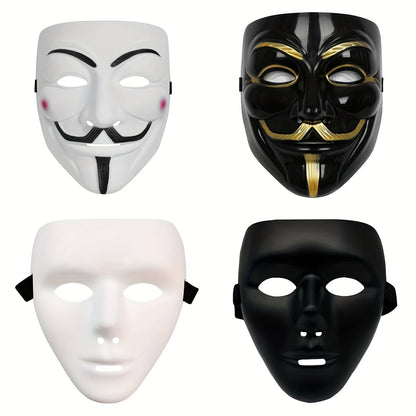 Men’s Plastic Anonymous Mask | Full Face Halloween Cosplay Accessory