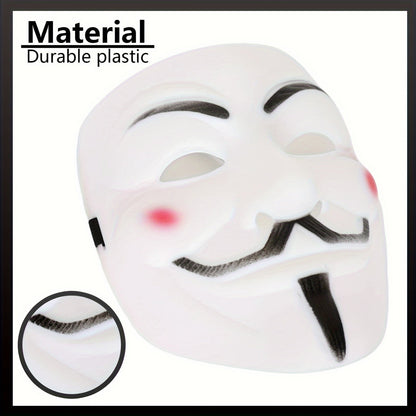 Men’s Plastic Anonymous Mask | Full Face Halloween Cosplay Accessory