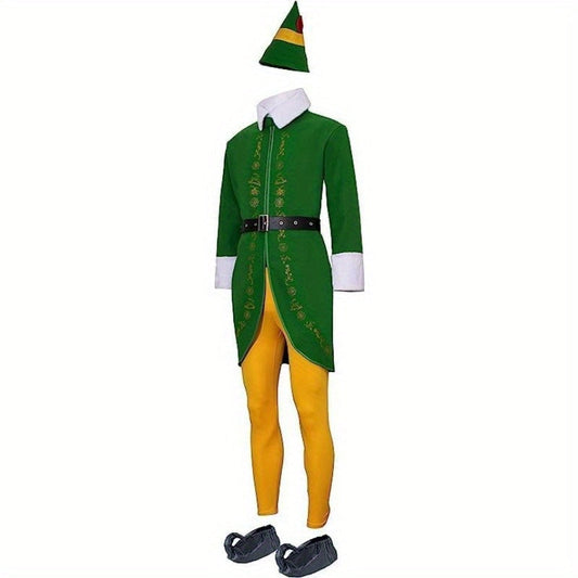 Men’s Holiday Elf Outfit | Funny Long Sleeve Halloween Costume