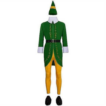 Men’s Holiday Elf Outfit | Funny Long Sleeve Halloween Costume