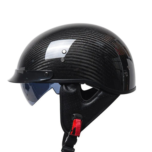 Men’s Half-Face Helmet Carbon Fiber Lightweight Retro Style