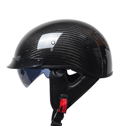 Men’s Half-Face Helmet Carbon Fiber Lightweight Retro Style