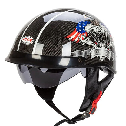 Men’s Half-Face Helmet Carbon Fiber Lightweight Retro Style
