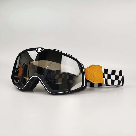 Men's Retro Motorcycle Goggles Fit Over Glasses Durable UV Protection HD Lens
