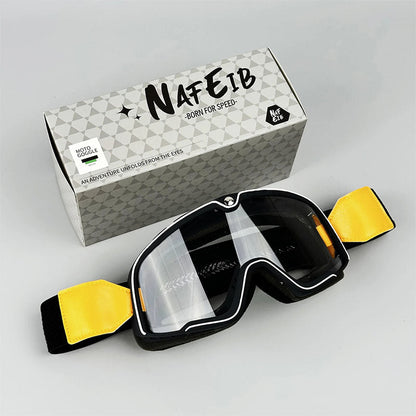 Men's Retro Motorcycle Goggles Fit Over Glasses Durable UV Protection HD Lens