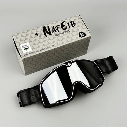 Men's Retro Motorcycle Goggles Fit Over Glasses Durable UV Protection HD Lens