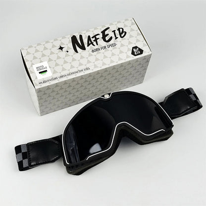 Men's Retro Motorcycle Goggles Fit Over Glasses Durable UV Protection HD Lens