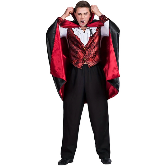 Men’s Gothic Vampire Costume | Scary Long Cape Halloween Outfit