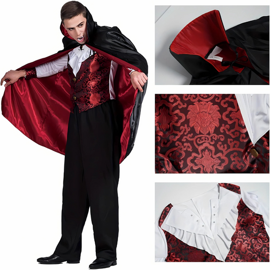 Men’s Gothic Vampire Costume | Scary Long Cape Halloween Outfit