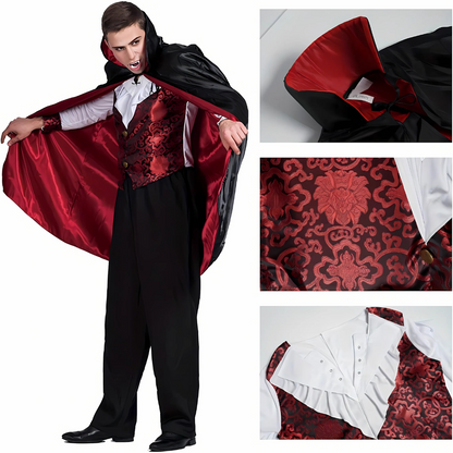 Men’s Gothic Vampire Costume | Scary Long Cape Halloween Outfit