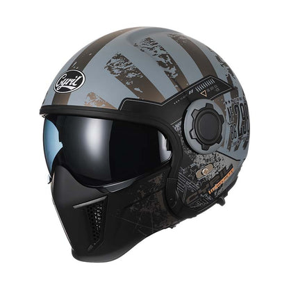 Men’s Vintage Modular Motorcycle Helmet Double Lens DOT ECE Approved ABS Shell