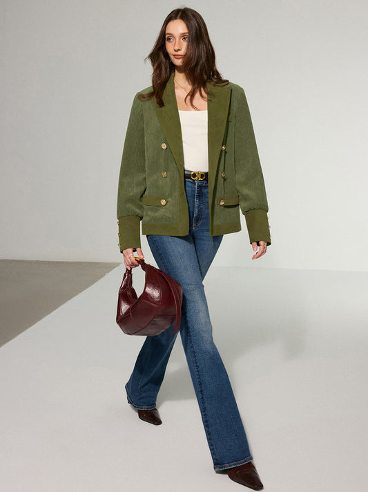 Mikaela | Chic Corduroy Lapel Metal Button Blazer