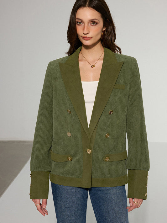 Mikaela | Chic Corduroy Lapel Metal Button Blazer
