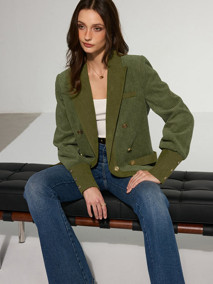 Mikaela | Chic Corduroy Lapel Metal Button Blazer
