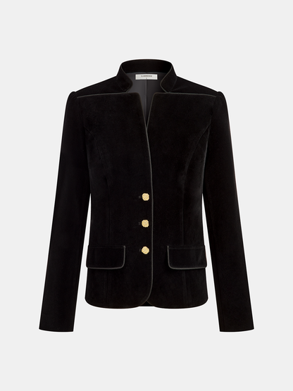 Miracle | Polished Velvet Stand Collar Blazer