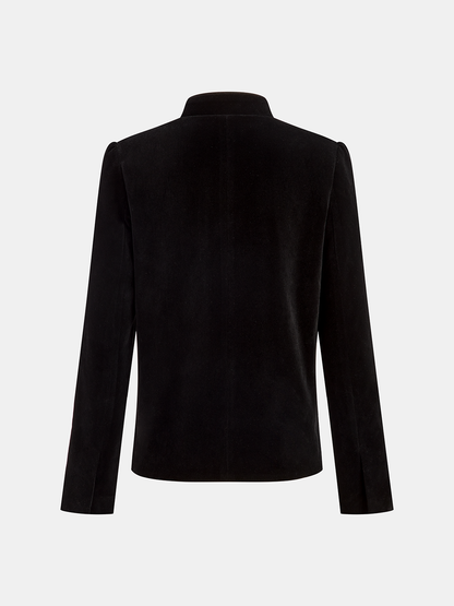 Miracle | Polished Velvet Stand Collar Blazer