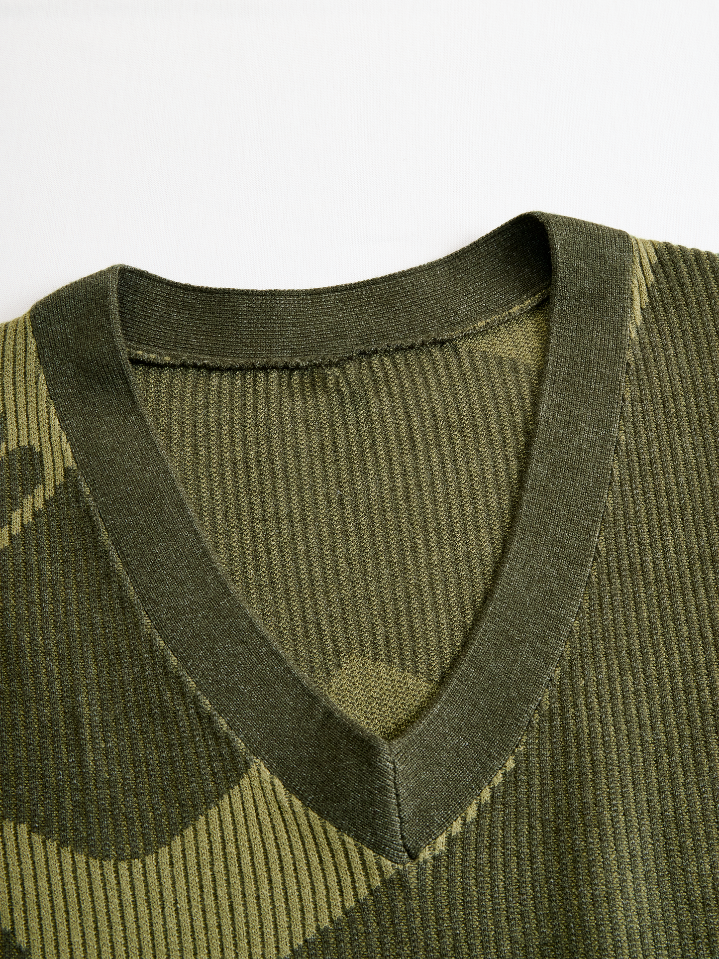 Olive Camo Knit V-Neck Fringe Hem Dress by All City Mart