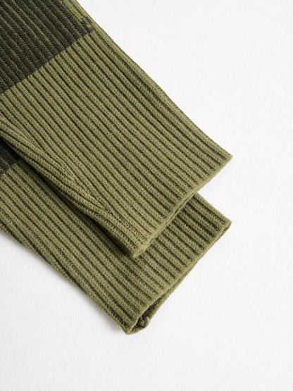 Olive Camo Knit V-Neck Fringe Hem Dress by All City Mart