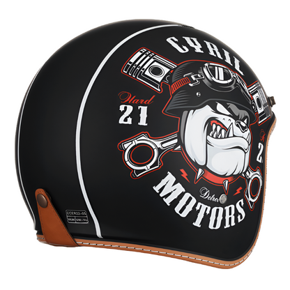 Open Face Helmet Retro Lightweight ABS with Dual Visors
