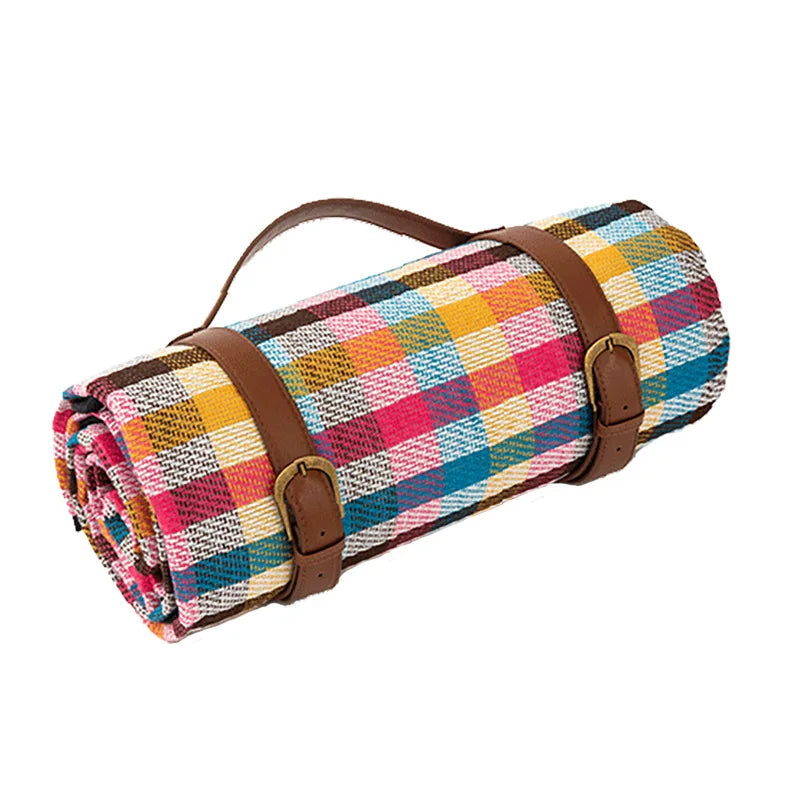 Foldable Waterproof Picnic Blanket with Plaid Design