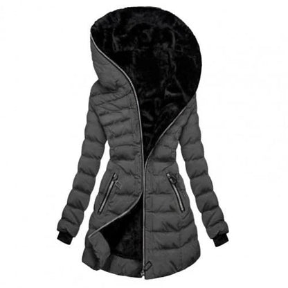 Paisley | Women’s Long Puffer Jacket — Hooded, Padded, and Warm