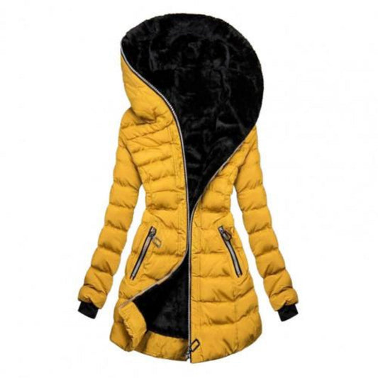 Paisley | Women’s Long Puffer Jacket — Hooded, Padded, and Warm