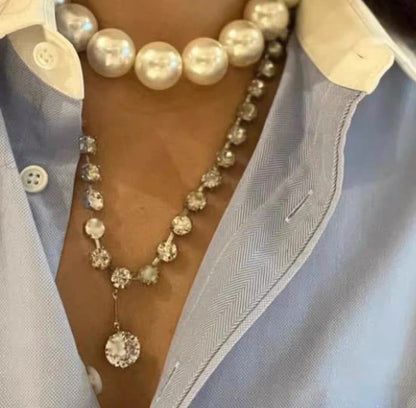 Pearl Crystal Chain Choker Necklace by All City Mart