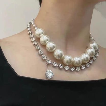 Pearl Crystal Chain Choker Necklace by All City Mart