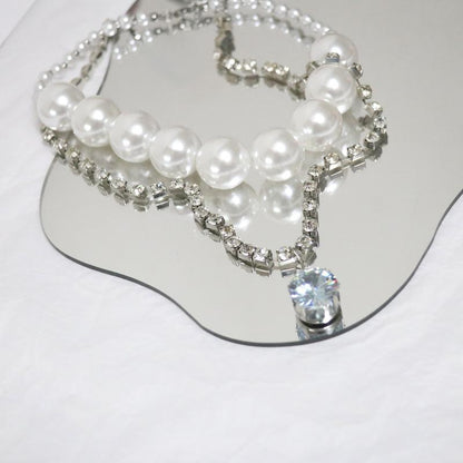 Pearl Crystal Chain Choker Necklace by All City Mart