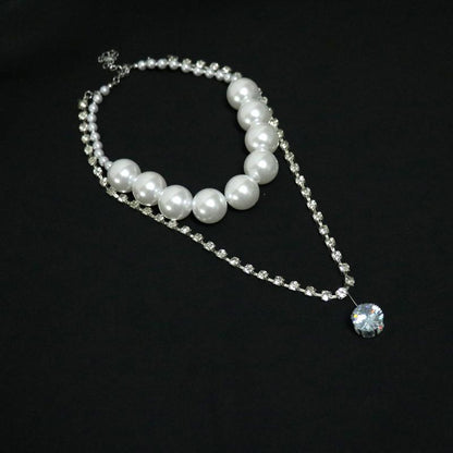 Pearl Crystal Chain Choker Necklace by All City Mart