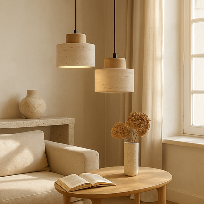 Pendrel | Travertine-Inspired Stone Pendant Light for Modern Homes