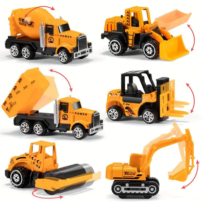 Portable Kids Construction Vehicle Playset – Mini Trucks, Excavators, and Storage Case for Easy Transport