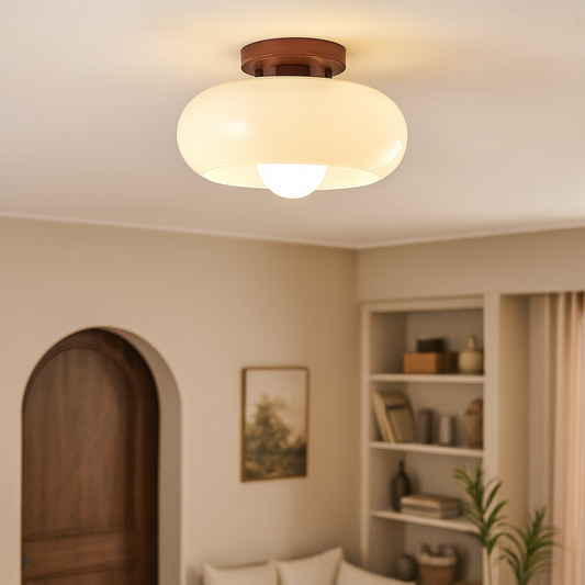 Quartzel | Minimalist French Bauhaus Cream Ceiling Lamp