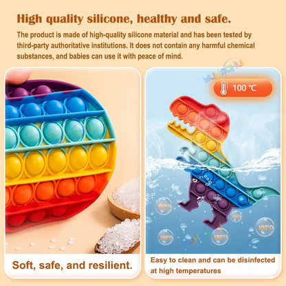 Rainbow Pop Fidget Toy – Silicone Sensory Toy for Stress Relief, Focus, and Play for Kids and Adults
