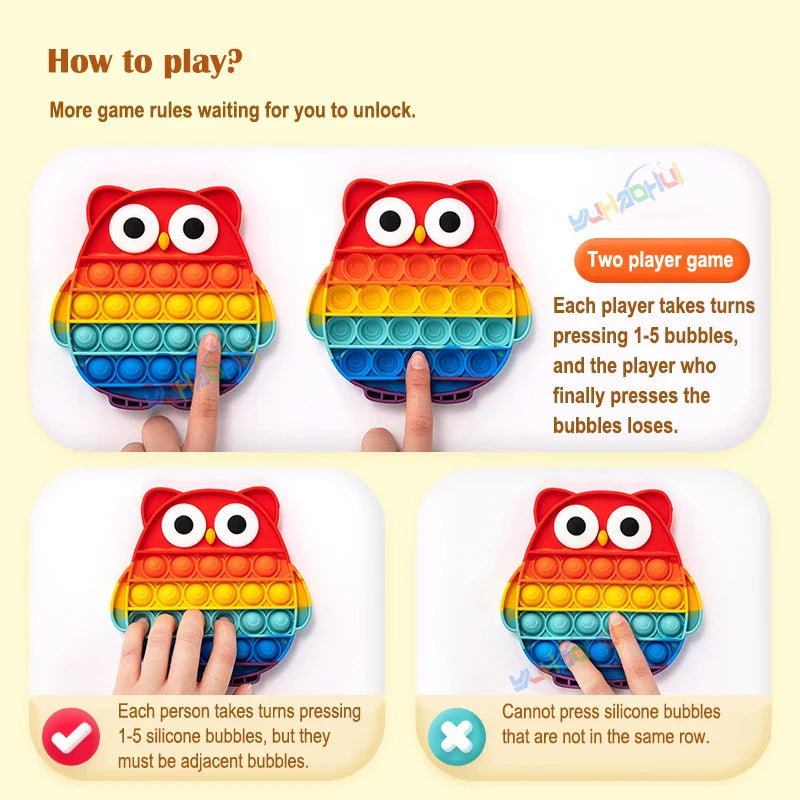 Rainbow Pop Fidget Toy – Silicone Sensory Toy for Stress Relief, Focus, and Play for Kids and Adults