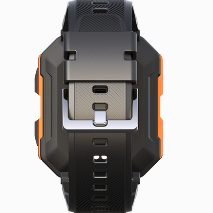 Heavy-Duty Rugged Smartwatch with Gorilla Glass Screen, Stainless Steel Body, Waterproof Fitness Tracking, and Health Features