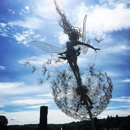 Enchanting Metal Fairy Garden Sculpture – Durable Outdoor Ornament for Magical Garden Decor