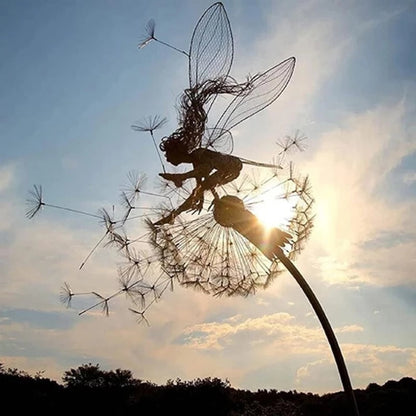 Enchanting Metal Fairy Garden Sculpture – Durable Outdoor Ornament for Magical Garden Decor