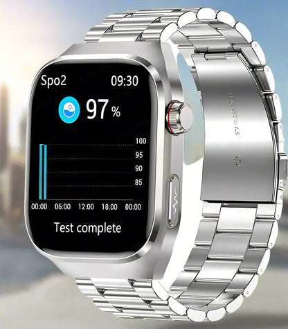Health Smartwatch with ECG & Blood Sugar Monitoring – 2.04-Inch AMOLED Display & Waterproof Design